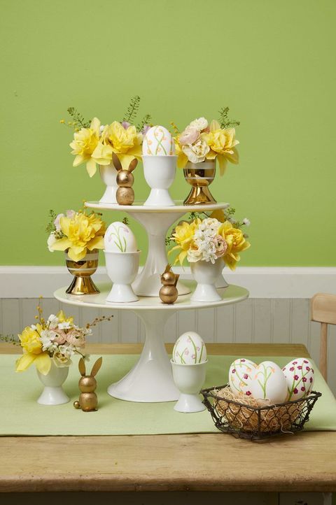 easter table decor cake stand centerpiece