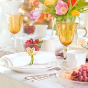 Brunch, Yellow, Meal, Table, Event, Party, Rehearsal dinner, Tableware, Textile, Tablecloth, 