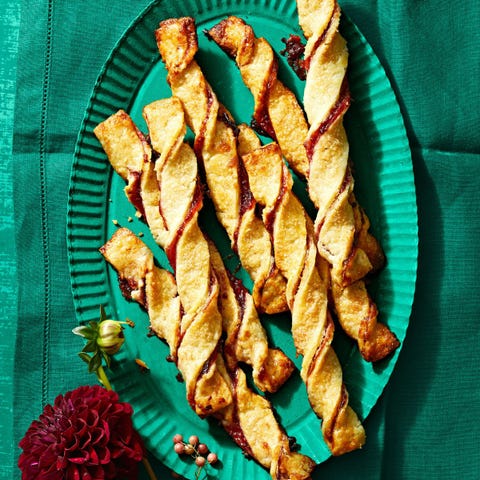 jammy pie twists jammy pie twists on a blue plate