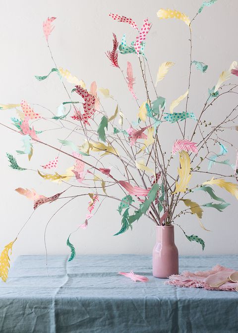 easter tree diy feathers