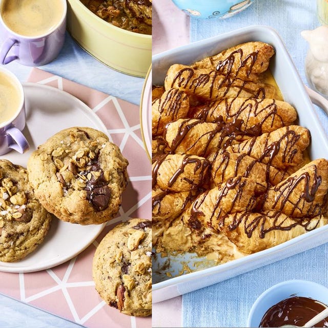 a selection of baked goods including cookies pastries and cake with beverages a selection of baked goods including cookies pastries and cake with beverages