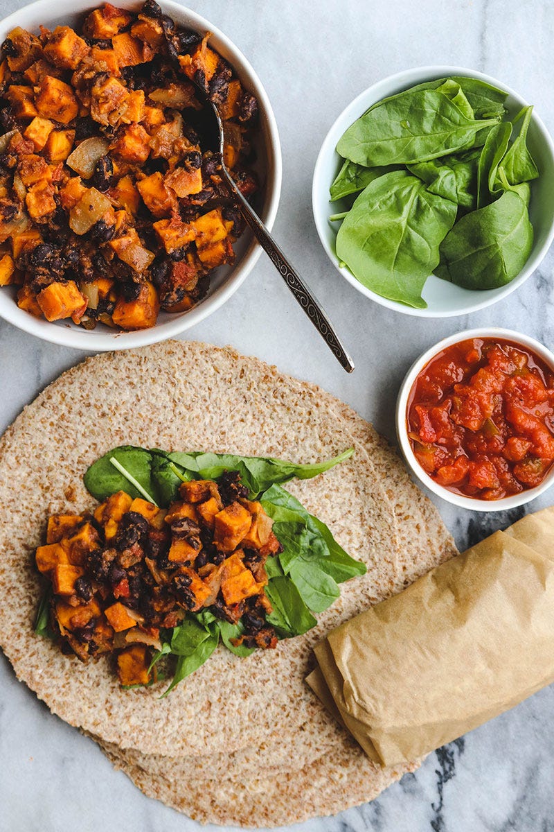 easy breakfast ideas Sweet Potato and Black Bean Breakfast Burritos