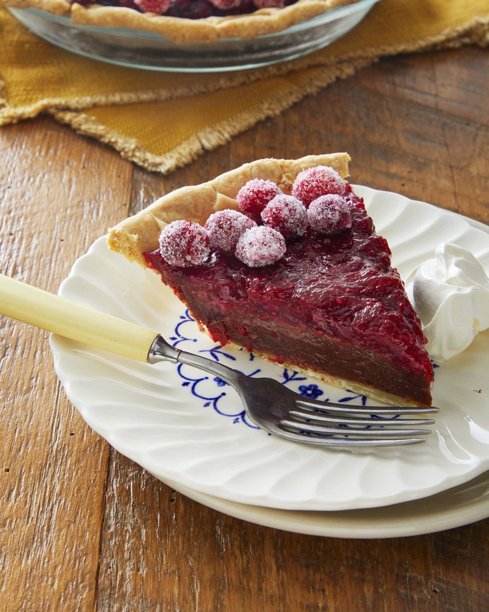 cranberry fudge pie with candied cranberries