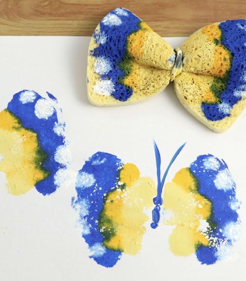 easy crafts for kids butterfly sponge painting