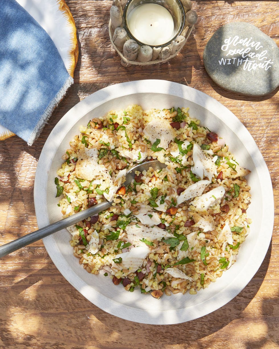 grain salad with trout