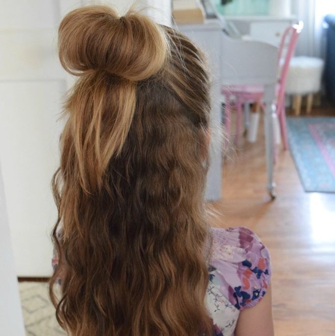 easy kids hairstyles half bun