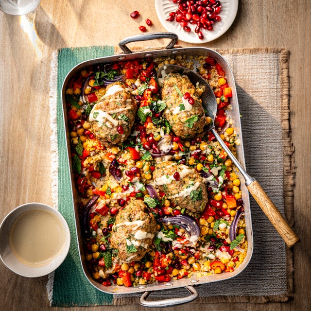 easy lamb kofta tabbouleh traybake recipe