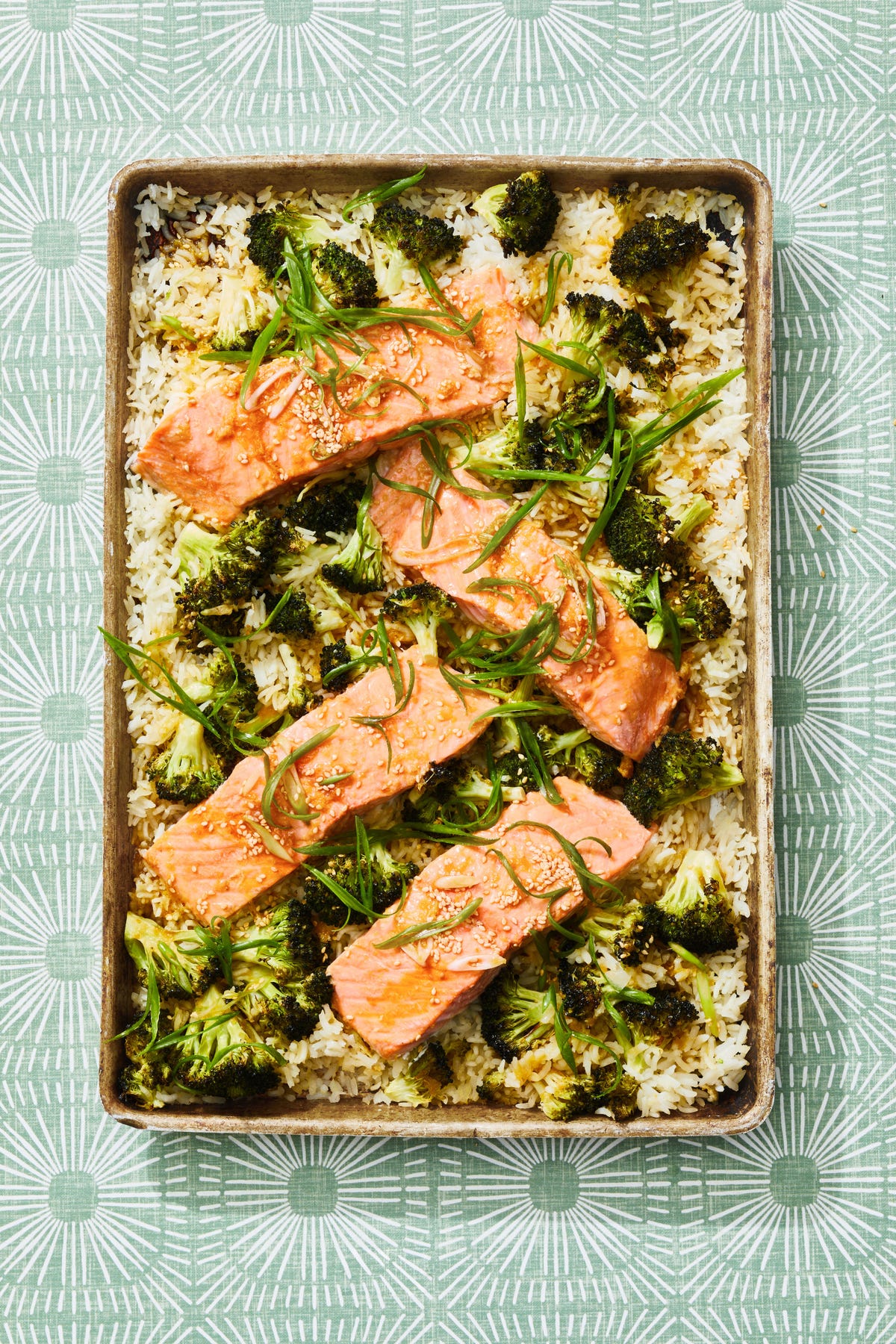 Best Easy Rice with Ginger-Soy Salmon and Broccoli Recipe - How To Make