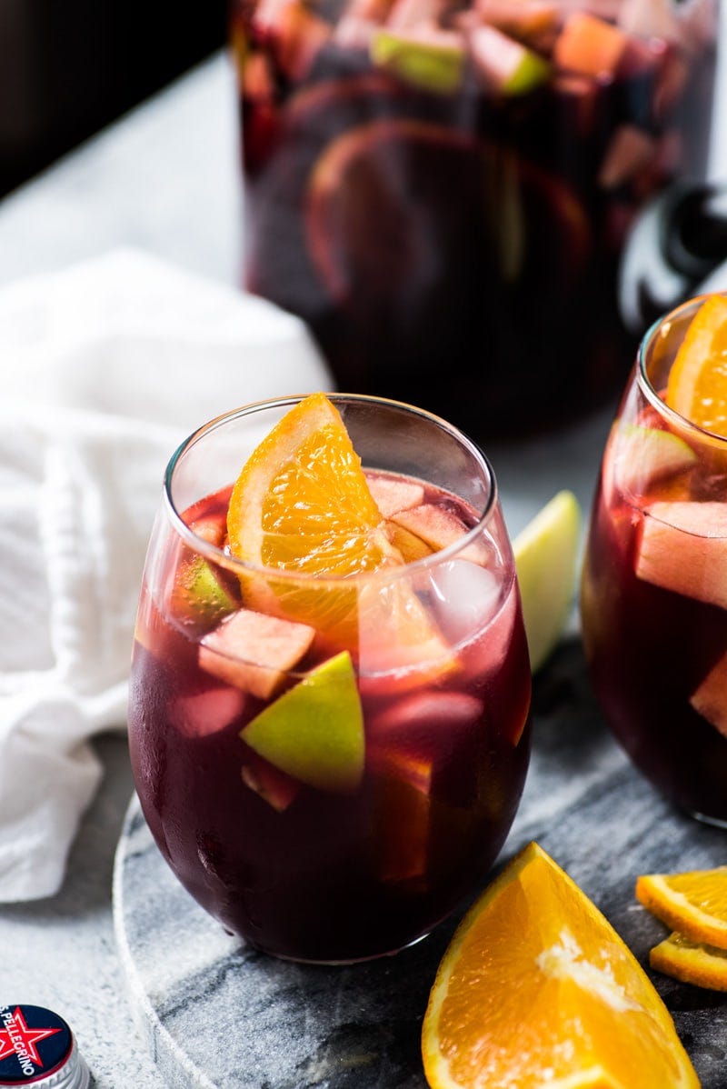 a glass of sangria