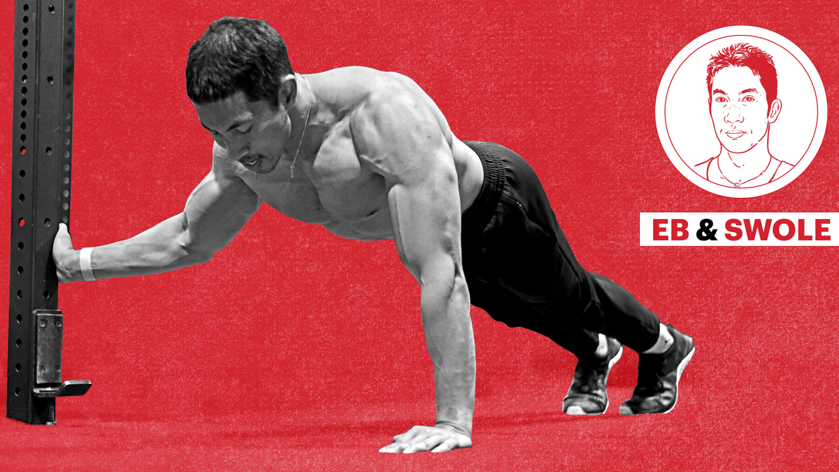 Dumbbell deficit push-up exercise instructions and video