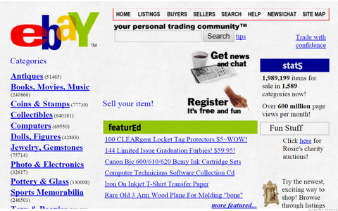 Screenshot of the Ebay website