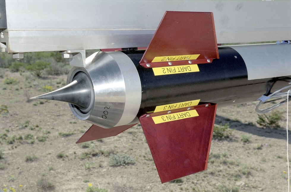 a closeup of one of the cesaroni technology, inc constructed aerospike nozzles used in the dryden aerospike rocket test