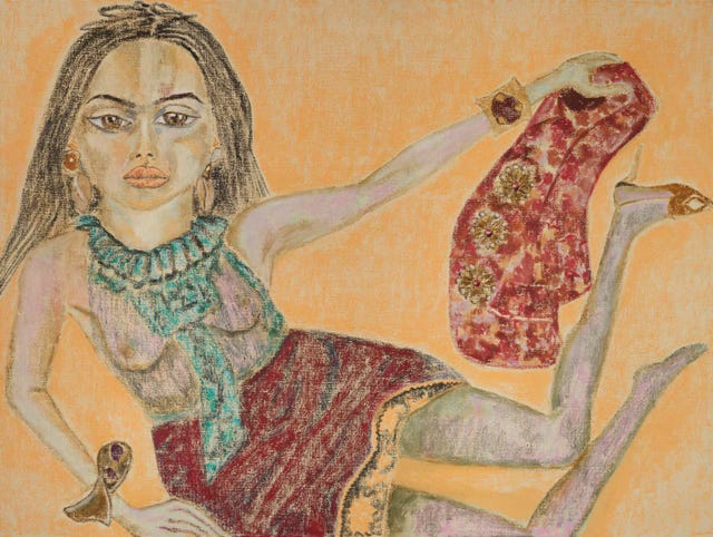 zoë kravitz by francesco clemente commissioned by anthony vaccarello