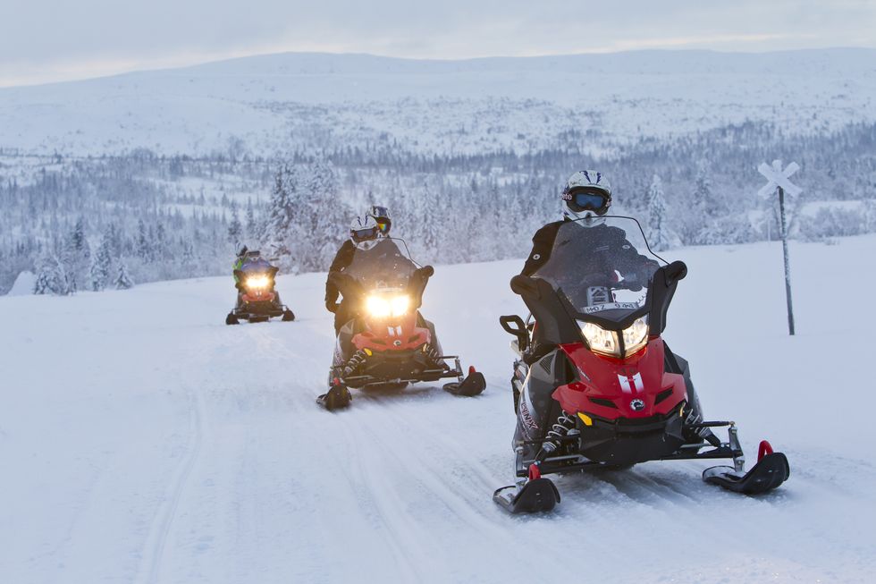 snowmobiling in swedish lapland