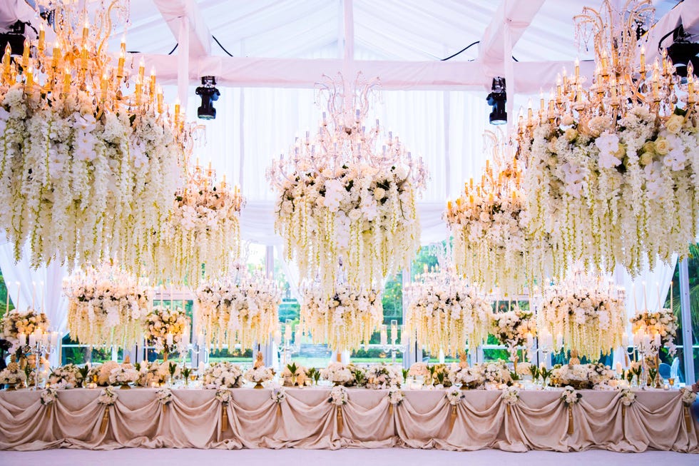 Decoration, Photograph, Function hall, Wedding reception, Yellow, Lavender, Party, Ceremony, Event, Interior design, 