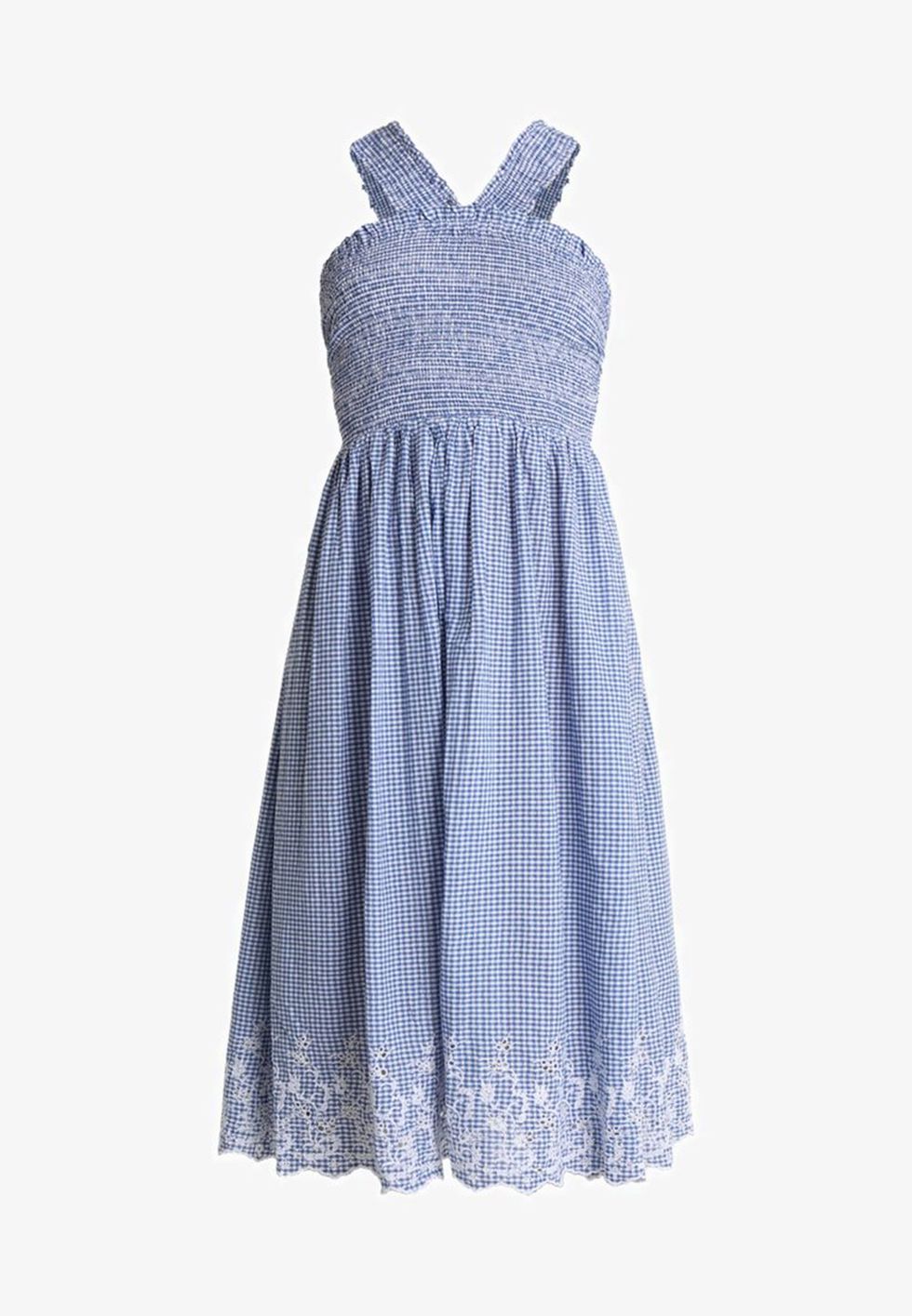 Clothing, Day dress, Dress, White, Blue, One-piece garment, Cocktail dress, Sleeve, A-line, Pattern, 