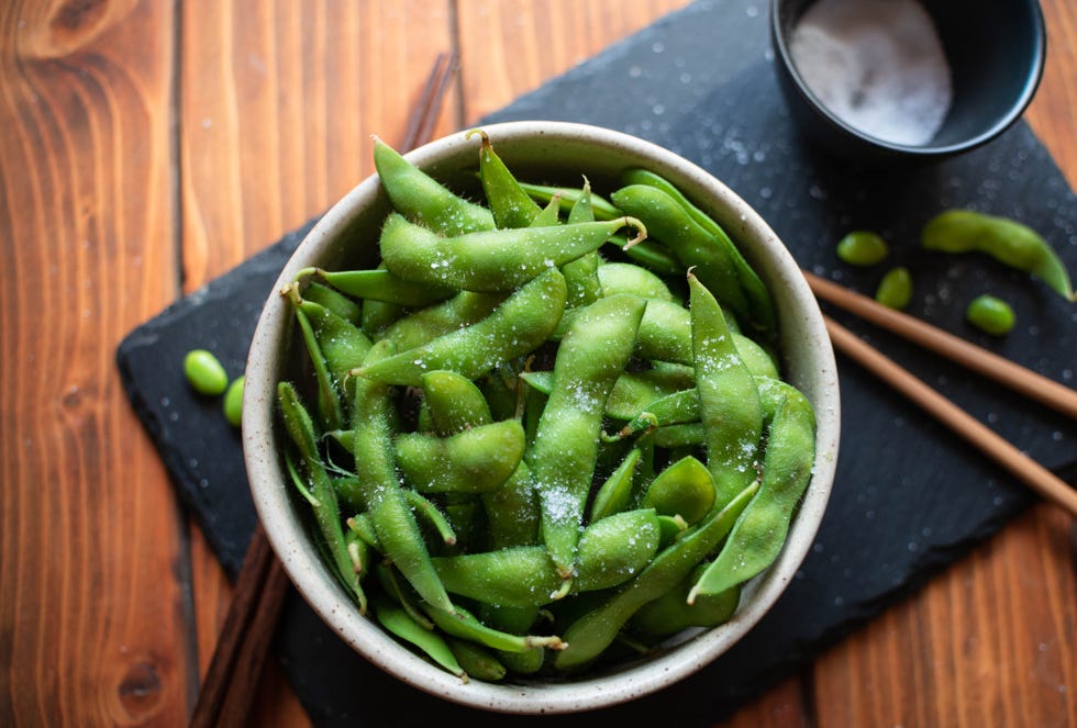 bowl of steamed edamame