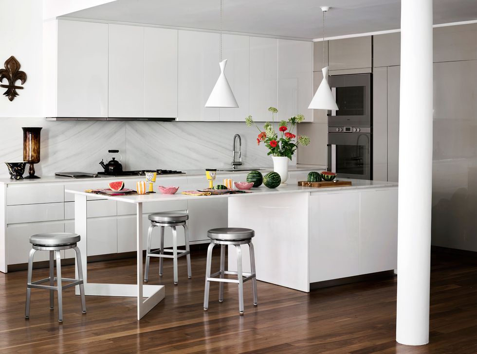 modern stainless steel and white kitchen