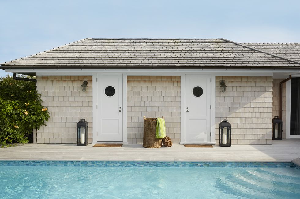 the pool cabana of a quogue beach house designed by rodney lawrence