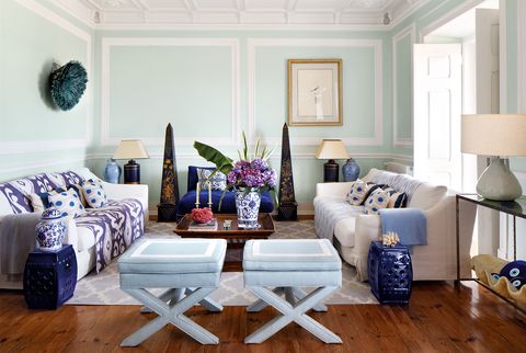 Living room, Room, Furniture, Interior design, Purple, Coffee table, Table, Property, Wall, Floor, 