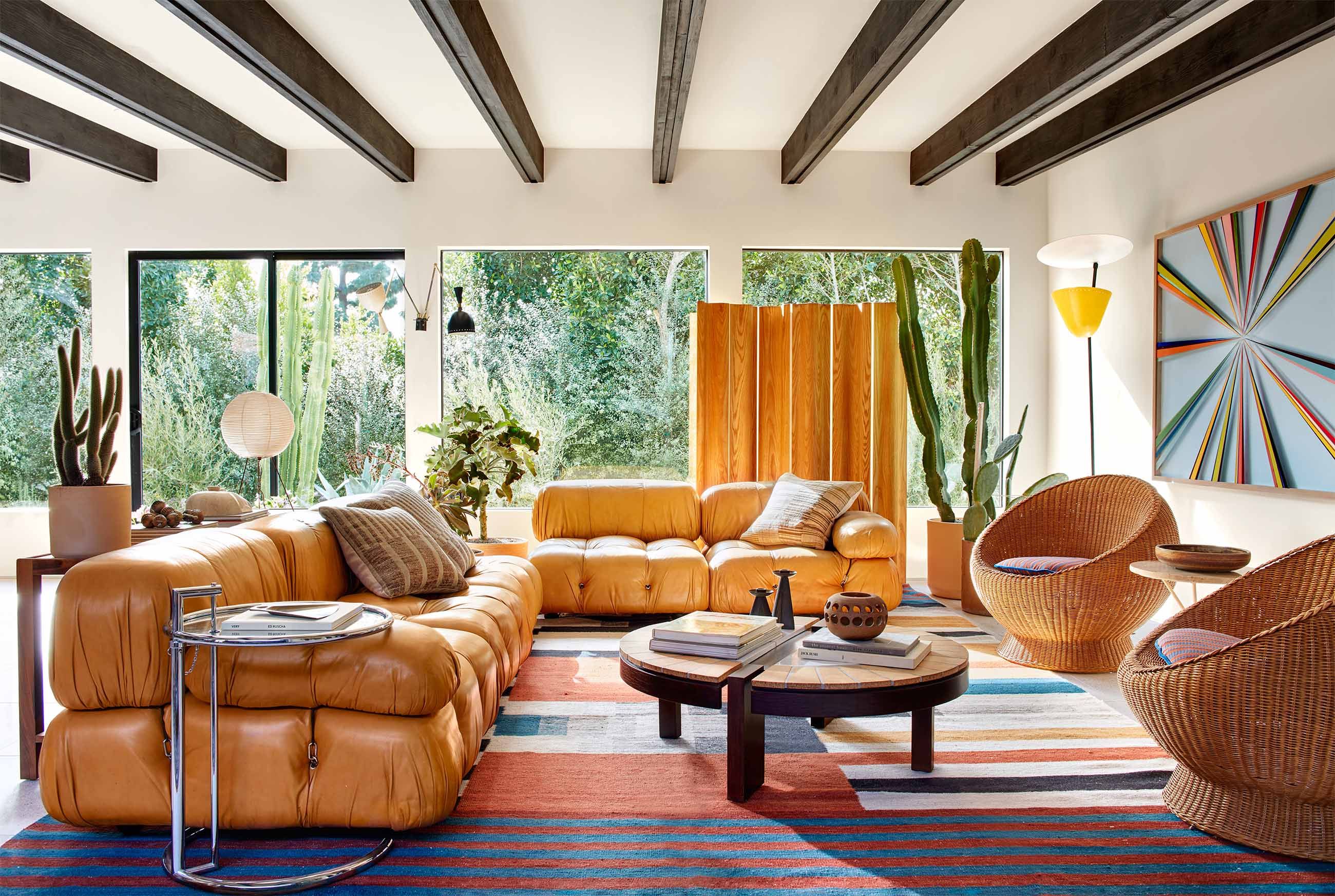 Colorful mid century modern living deals room