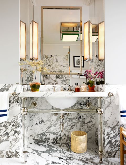 marble and chrome bathroom