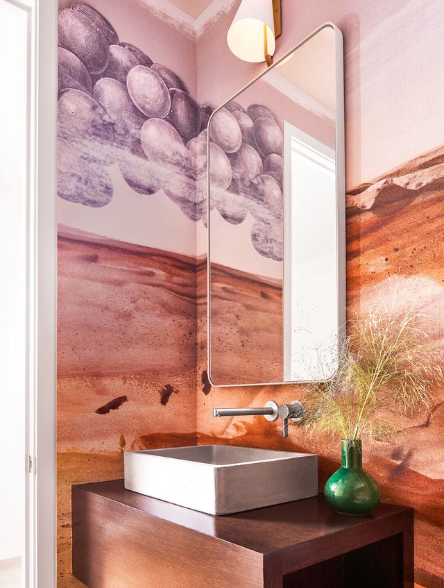 calico wallpaper’s moors in a dallas powder room by 
jean liu design