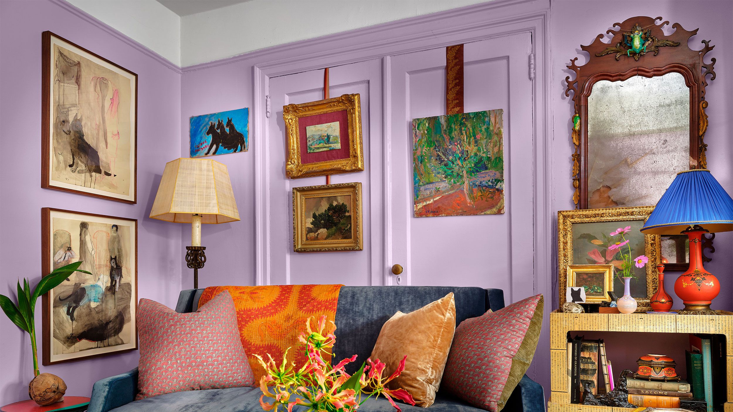 boho living room purple