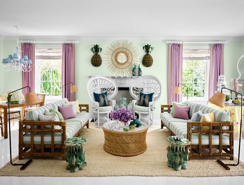 Living room, Room, Purple, Furniture, Interior design, Violet, Property, Turquoise, Home, Pink, 