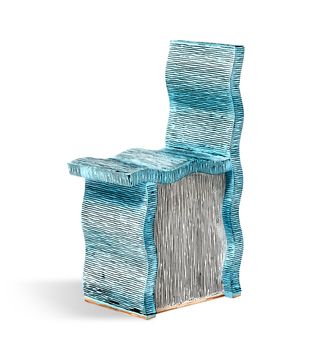 blue  corrugated cardboard chair