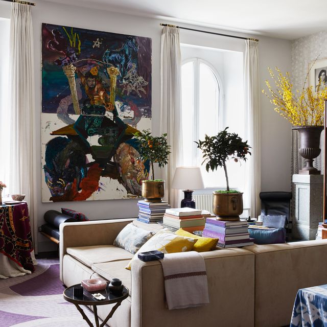 living room with large artwork