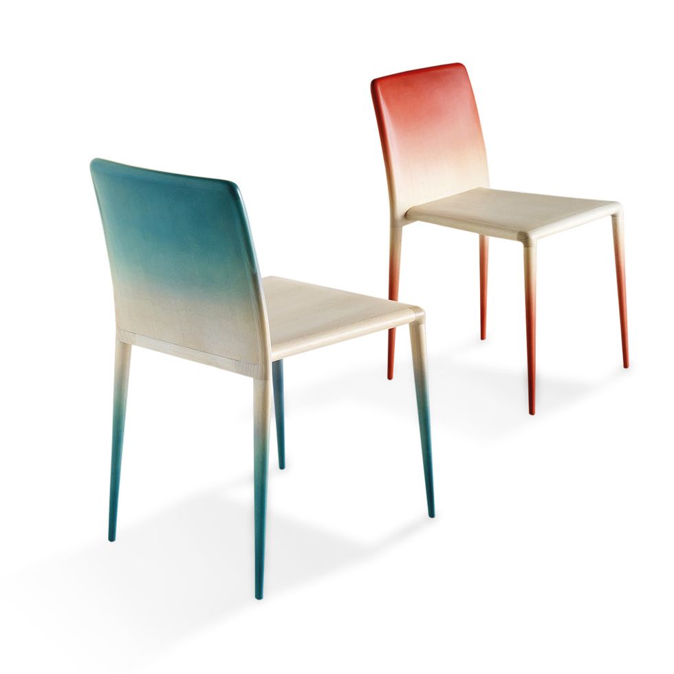 two chairs each with an ombre pattern on the backrest