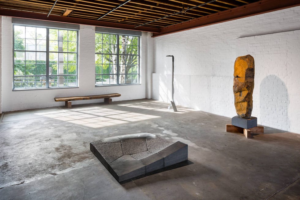 an interior of the isamu noguchi museum in astoria, queens.