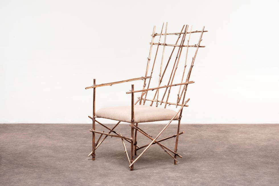 visconti cast bronze bambu armchair.