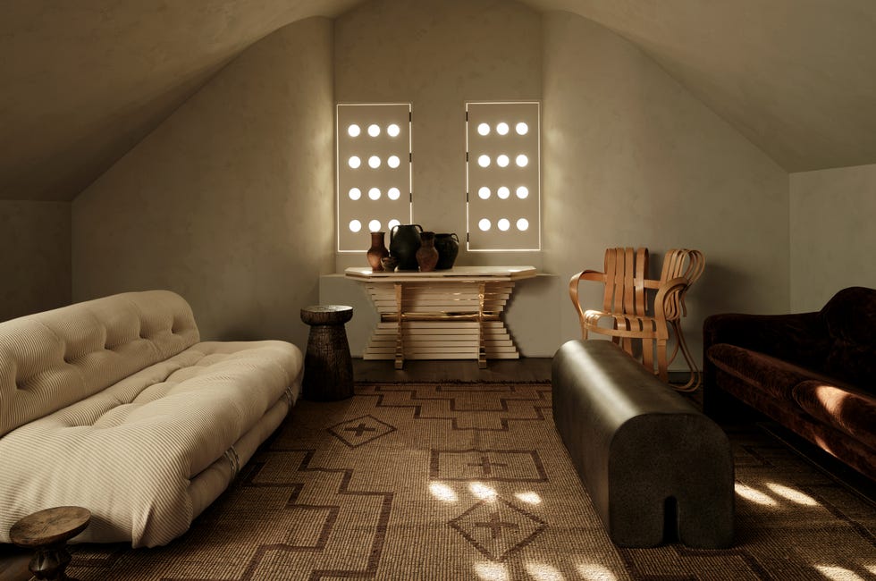 den with vintage furniture, montana labelle