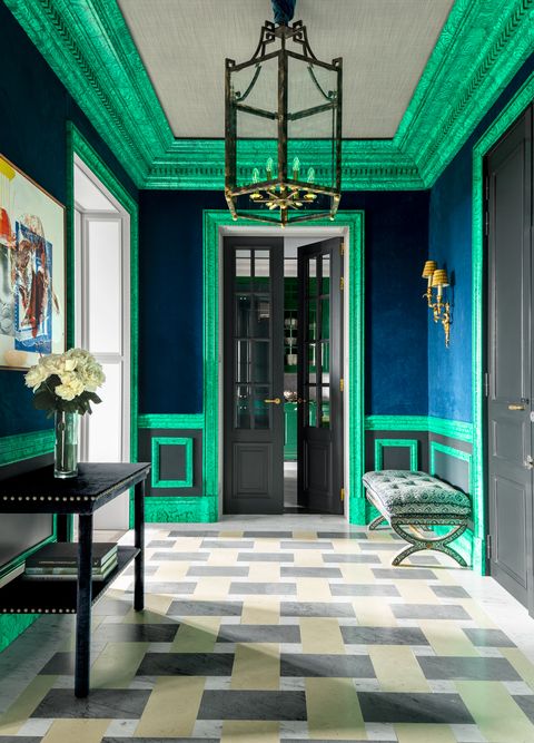 malachite painted entry hall
