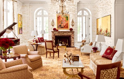 cullman and kravis living room with textured walls and upholstered seating