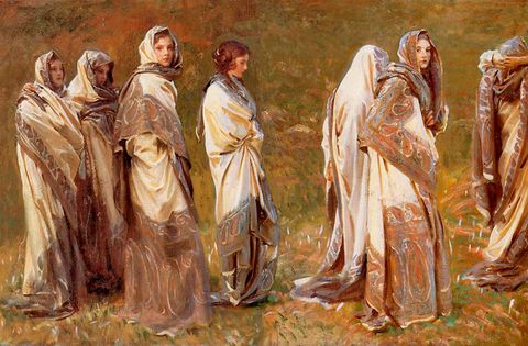 reine ormond painting in shawl seven poses by sargent