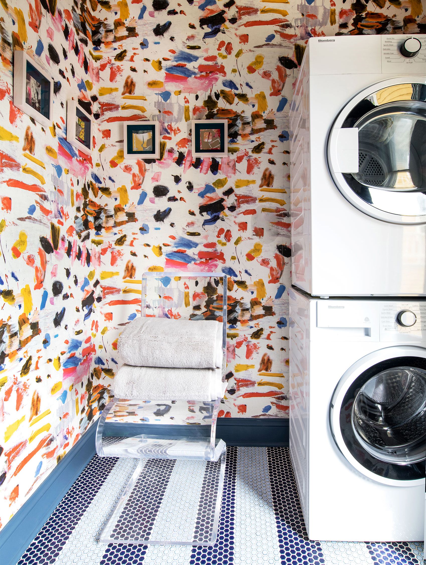 Louis Vuitton stencil laundry room