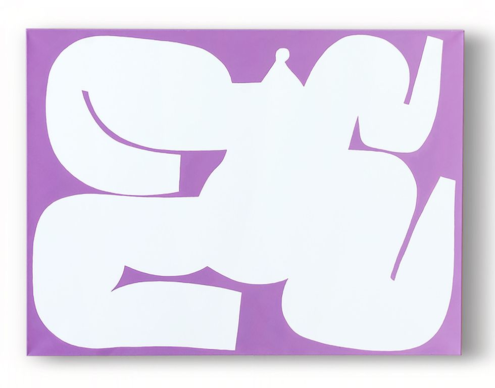 cutout type painting with lavendar background