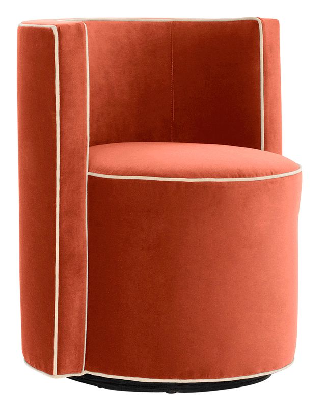 Orange, Leather, Furniture, Chair, Tan, Club chair, Material property, Cylinder, 