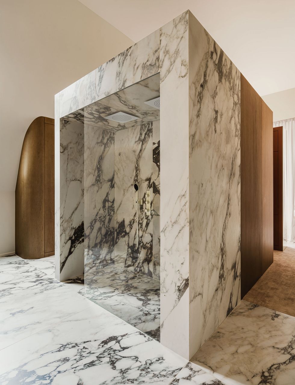 marble block shower stall