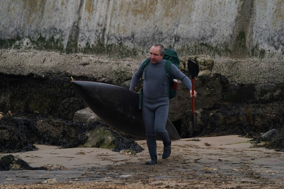 seaton carew, england   may 2  eddie marsan is seen filming the thief, his wife and the canoe on may 2, 2021 in seaton carew, england photo by megagc images