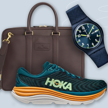 a bag, sneakers, and a watch