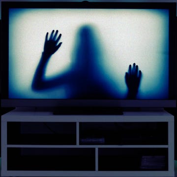 illustration of ghost inside television illustration of ghost inside television