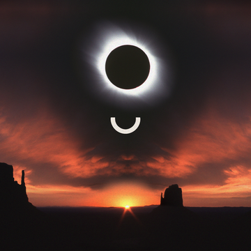a sunset with the sun setting and an eclipse