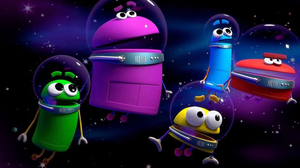five colorful space creatures-animated
