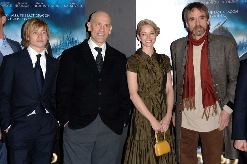edward speleers, john malkovich, sienna guillory and jeremy irons at the eragon premiere