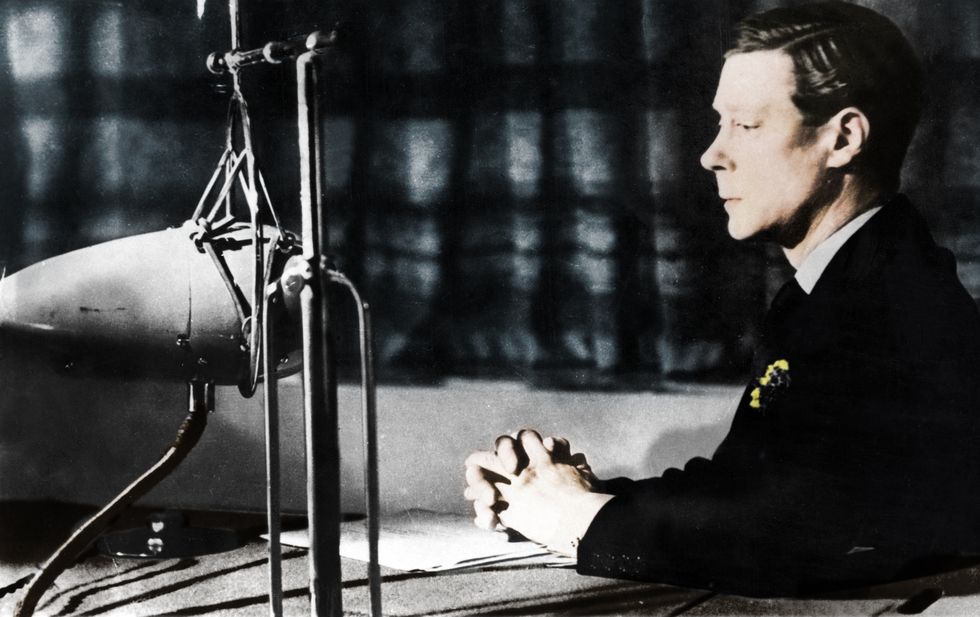 Edward VIII giving his abdication broadcast