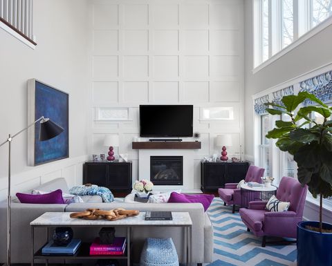living room, room, furniture, interior design, purple, property, coffee table, violet, couch, building,